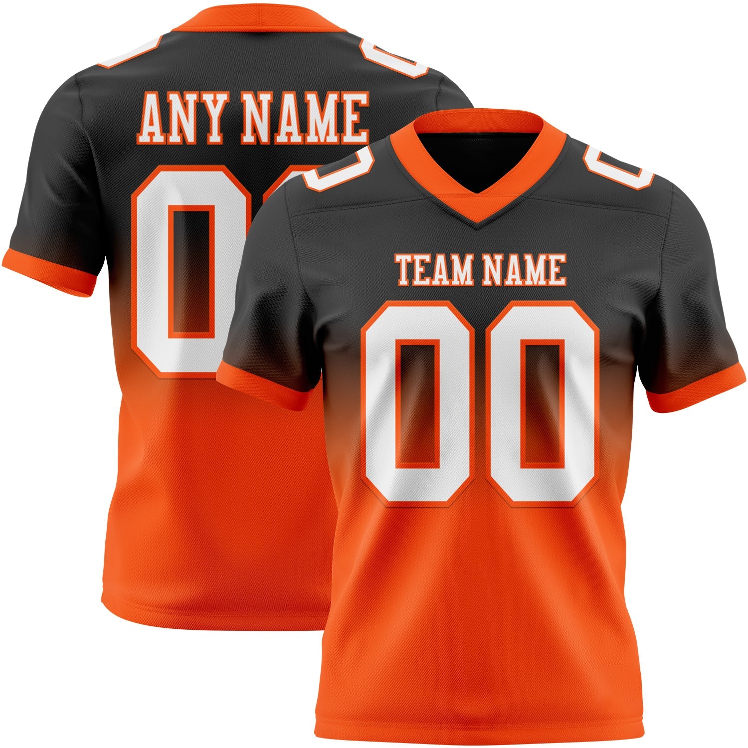 Custom Black White-Orange Authentic Fade Fashion Football Jersey - Main View