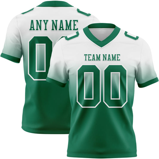 Custom White Kelly Green Authentic Fade Fashion Football Jersey - Main View