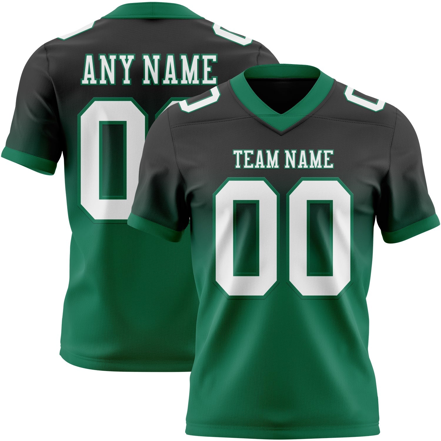 Custom Black White-Kelly Green Authentic Fade Fashion Football Jersey - Main View