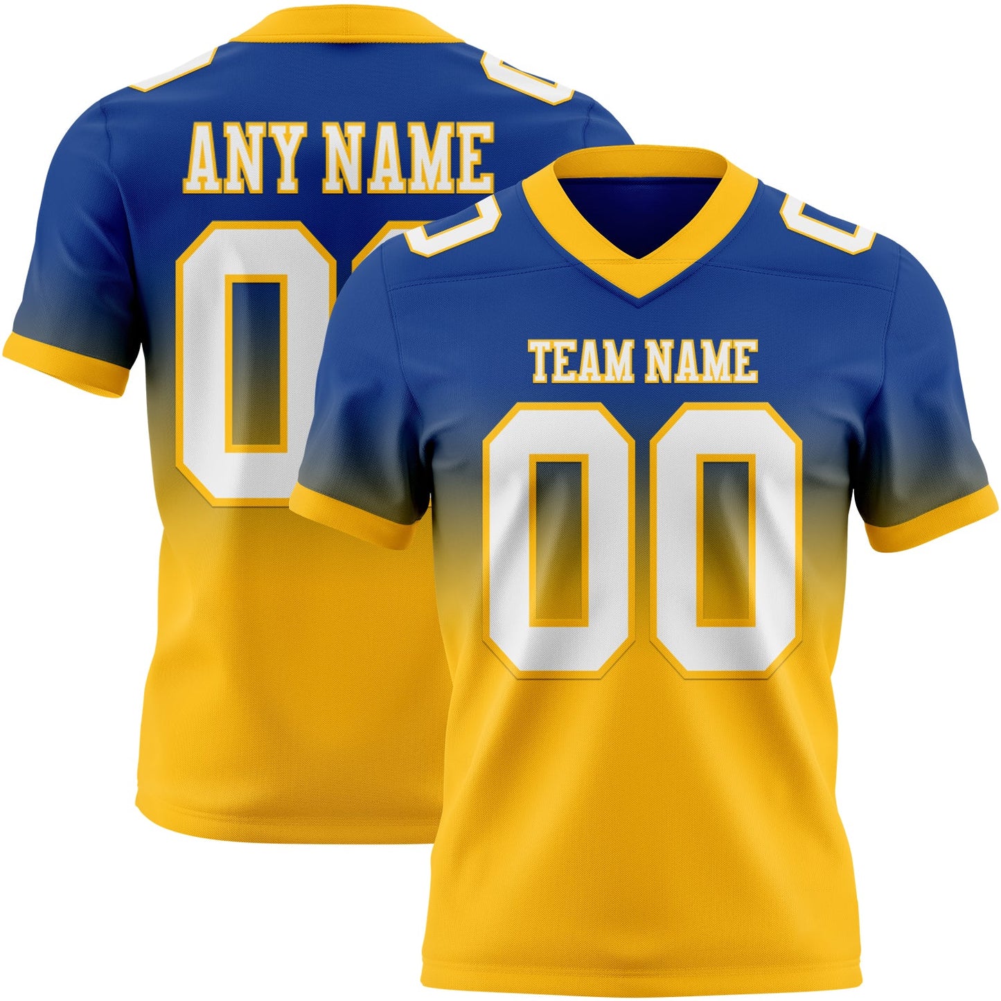 Custom Royal White-Gold Authentic Fade Fashion Football Jersey - Main View