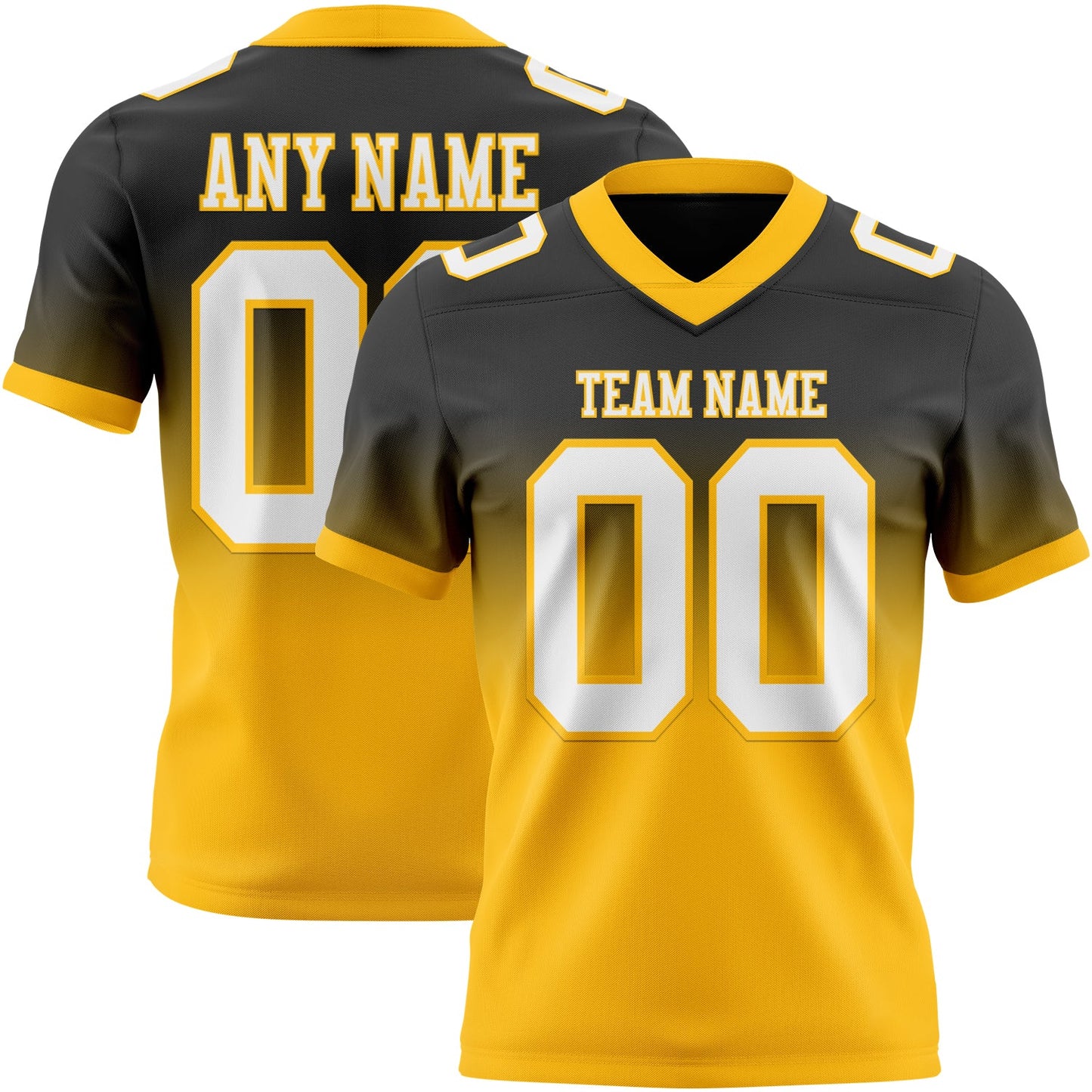 Custom Black White-Gold Authentic Fade Fashion Football Jersey - Main View