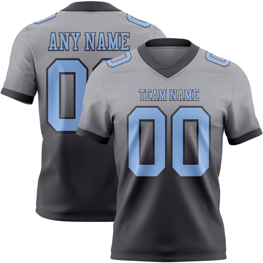 Custom Gray Light Blue-Steel Gray Authentic Fade Fashion Football Jersey - Main View
