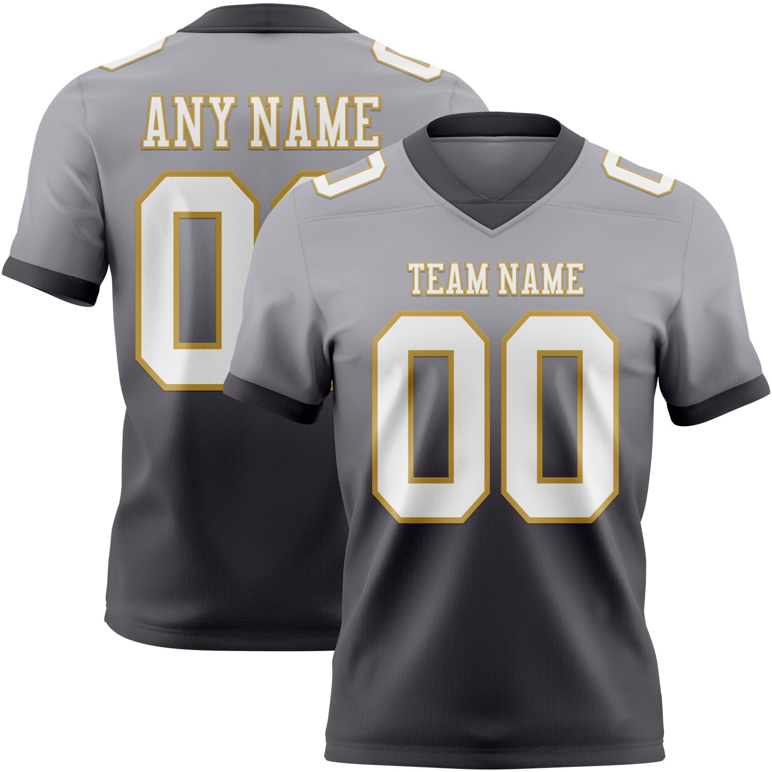 Custom Gray White Steel Gray-Old Gold Authentic Fade Fashion Football Jersey - Main View
