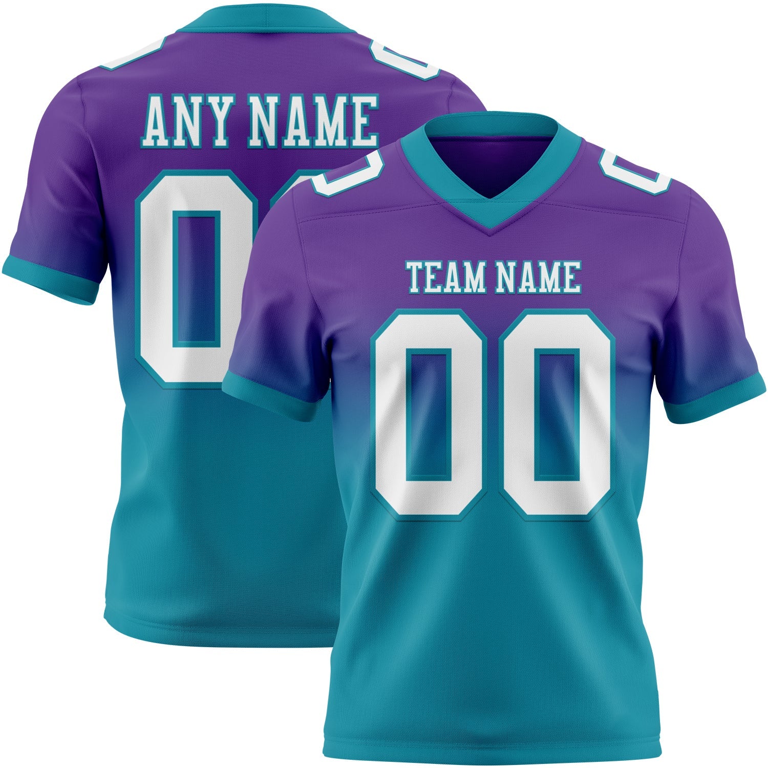 Custom Purple White-Teal Authentic Fade Fashion Football Jersey - Main View