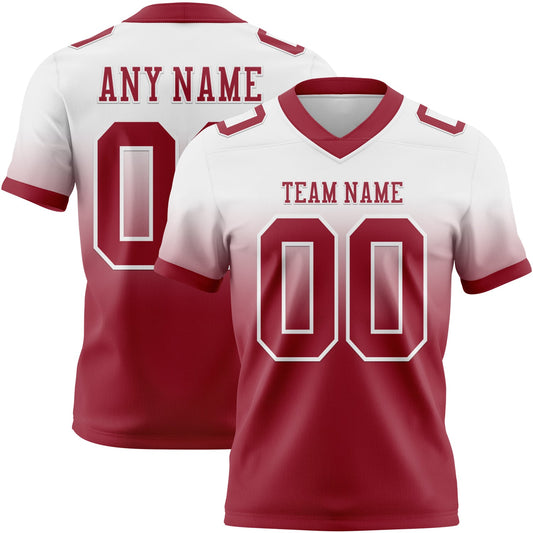 Custom White Cardinal Authentic Fade Fashion Football Jersey - Main View