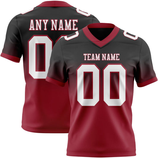 Custom Black White-Cardinal Authentic Fade Fashion Football Jersey - Main View