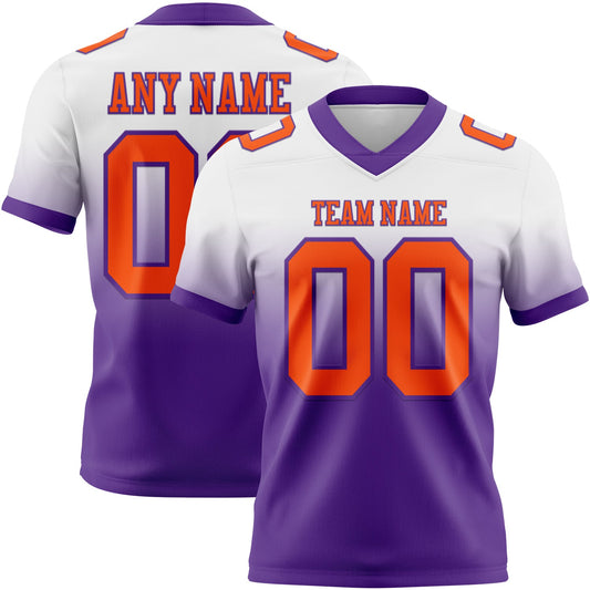 Custom White Orange-Purple Authentic Fade Fashion Football Jersey - Main View