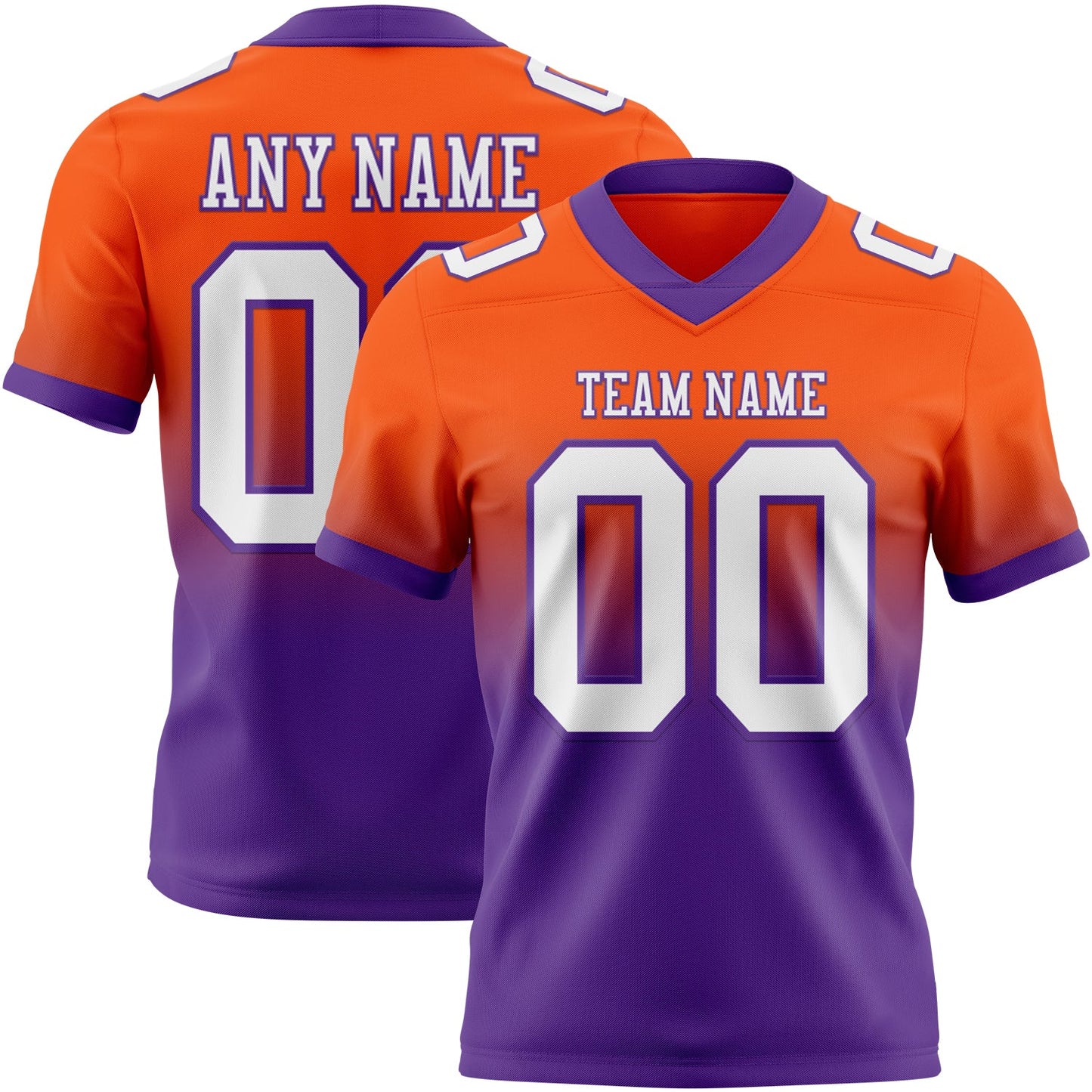 Custom Orange White-Purple Authentic Fade Fashion Football Jersey - Main View