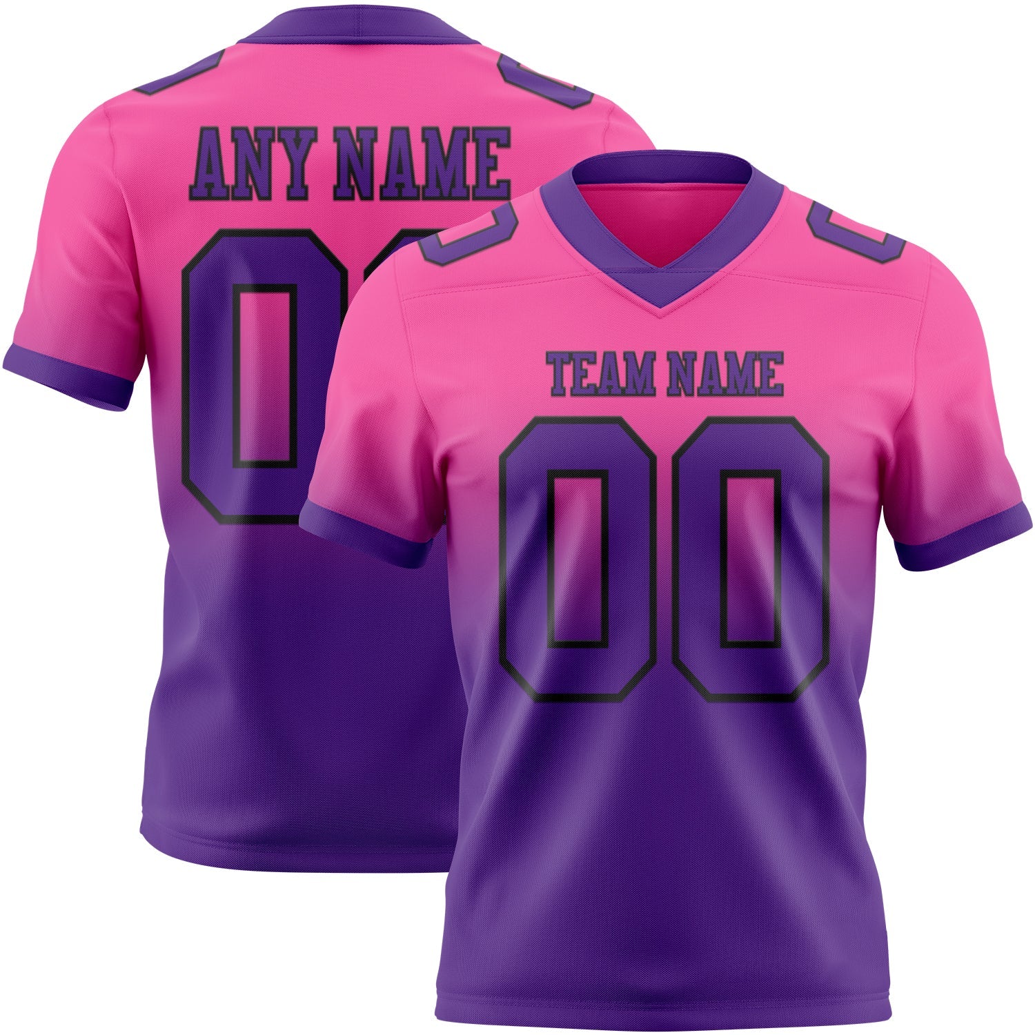 Custom Pink Purple-Black Authentic Fade Fashion Football Jersey - Main View