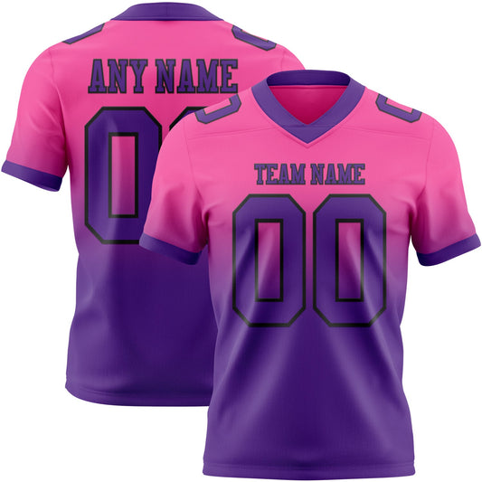Custom Pink Purple-Black Authentic Fade Fashion Football Jersey - Main View