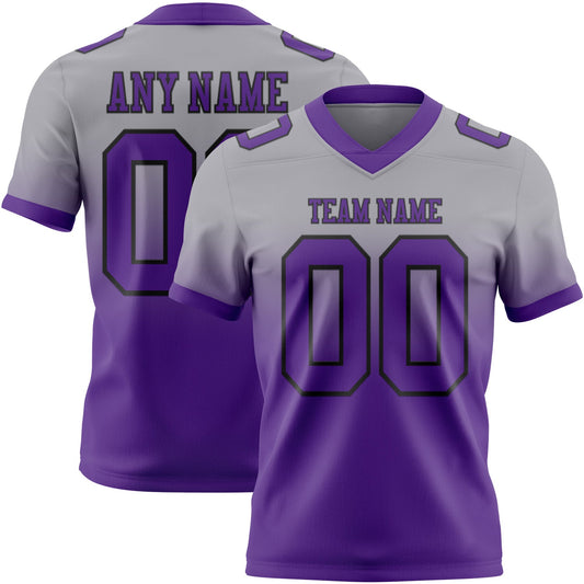 Custom Gray Purple-Black Authentic Fade Fashion Football Jersey - Main View