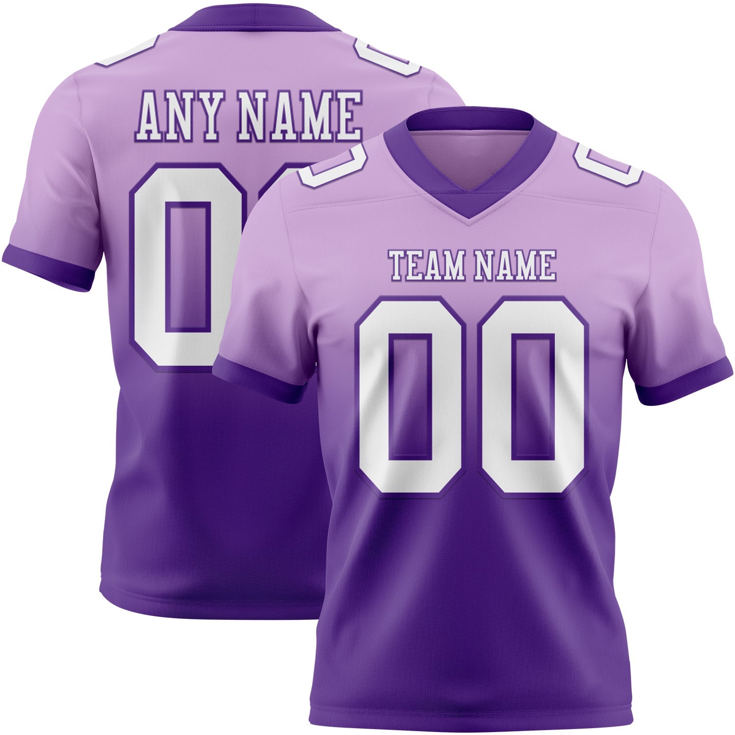Custom Light Purple White-Purple Authentic Fade Fashion Football Jersey - Main View