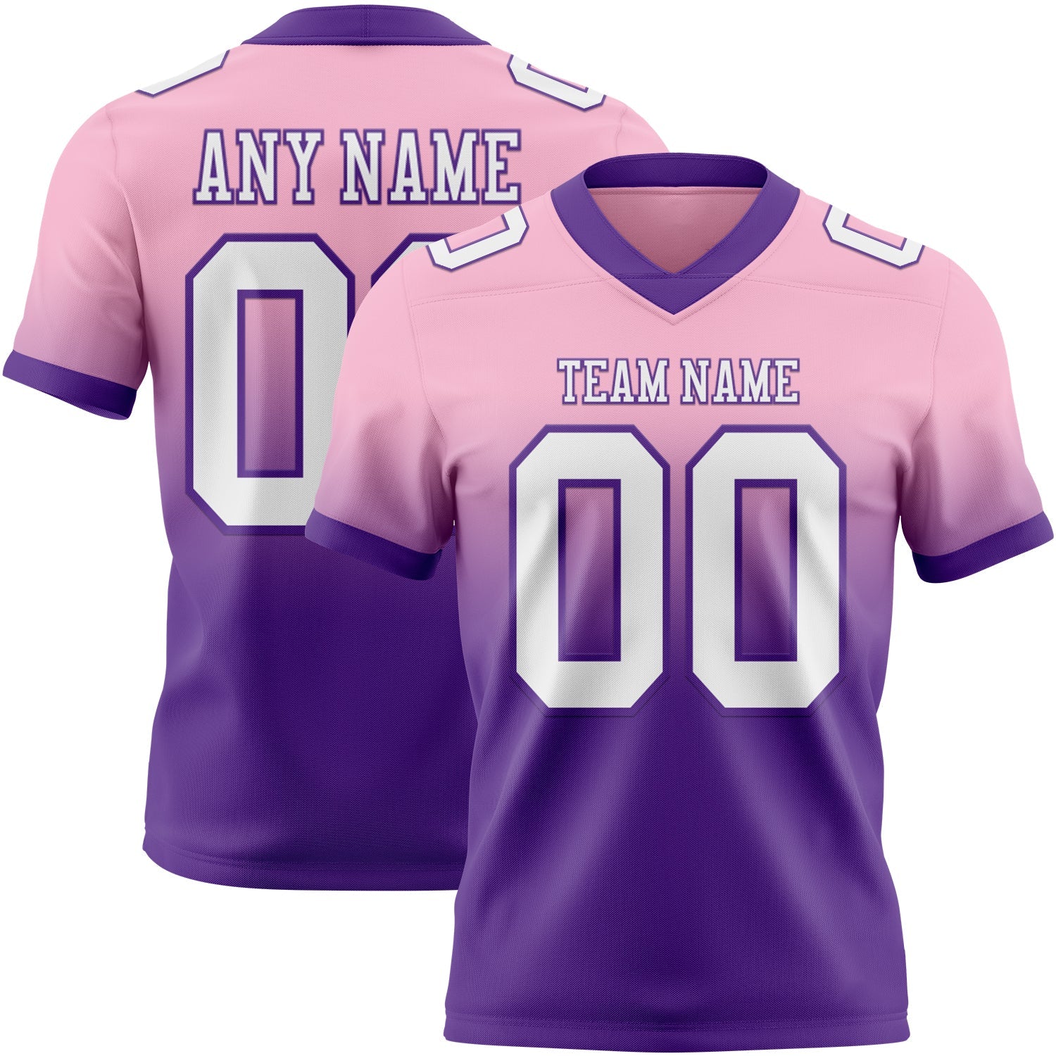 Custom Light Pink White-Purple Authentic Fade Fashion Football Jersey - Main View