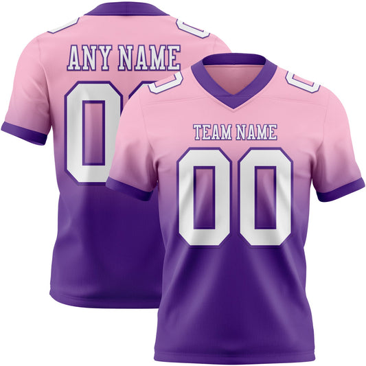 Custom Light Pink White-Purple Authentic Fade Fashion Football Jersey - Main View