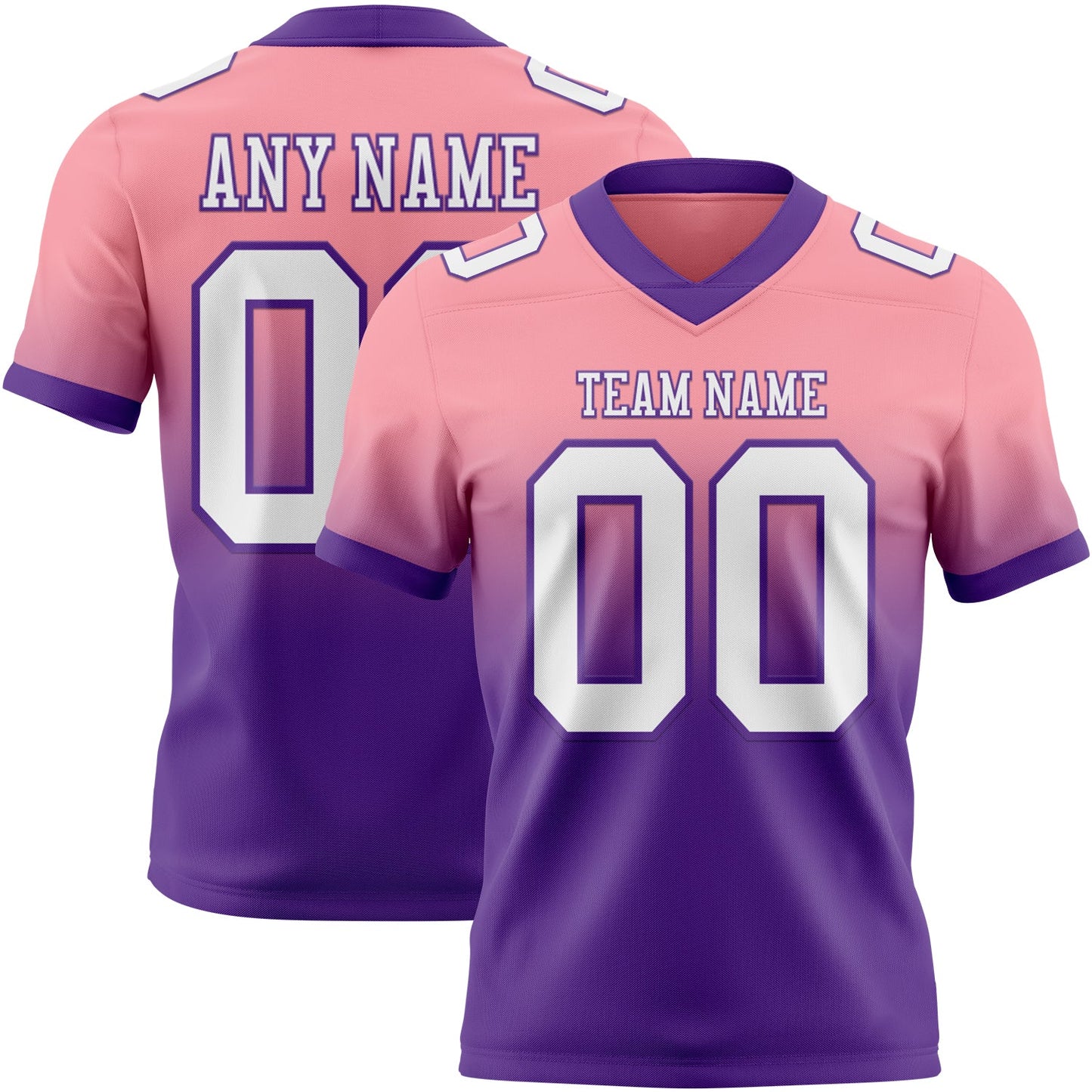 Custom Medium Pink White-Purple Authentic Fade Fashion Football Jersey - Main View