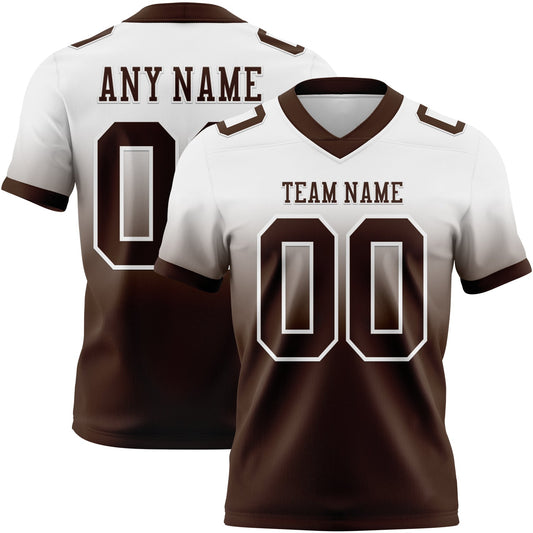 Custom White Brown Authentic Fade Fashion Football Jersey - Main View