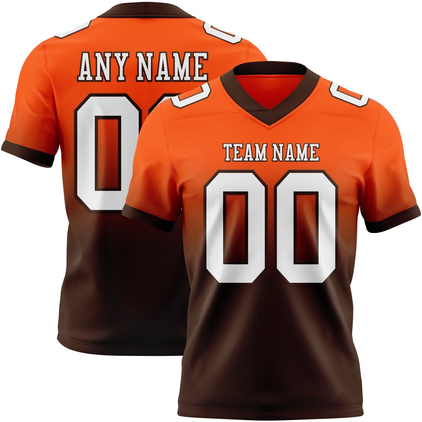 Custom Orange White-Brown Authentic Fade Fashion Football Jersey - Main View