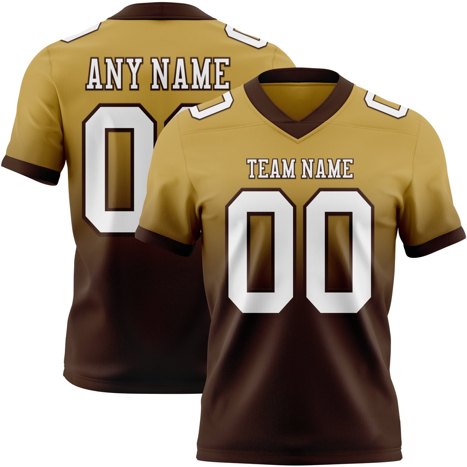 Custom Old Gold White-Brown Authentic Fade Fashion Football Jersey - Main View