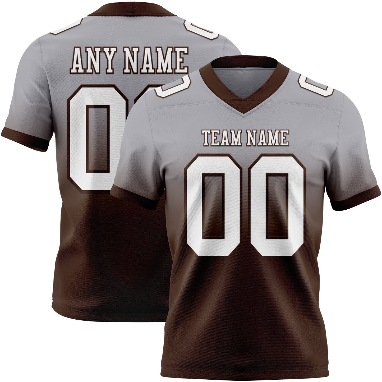 Custom Gray White-Brown Authentic Fade Fashion Football Jersey - Main View
