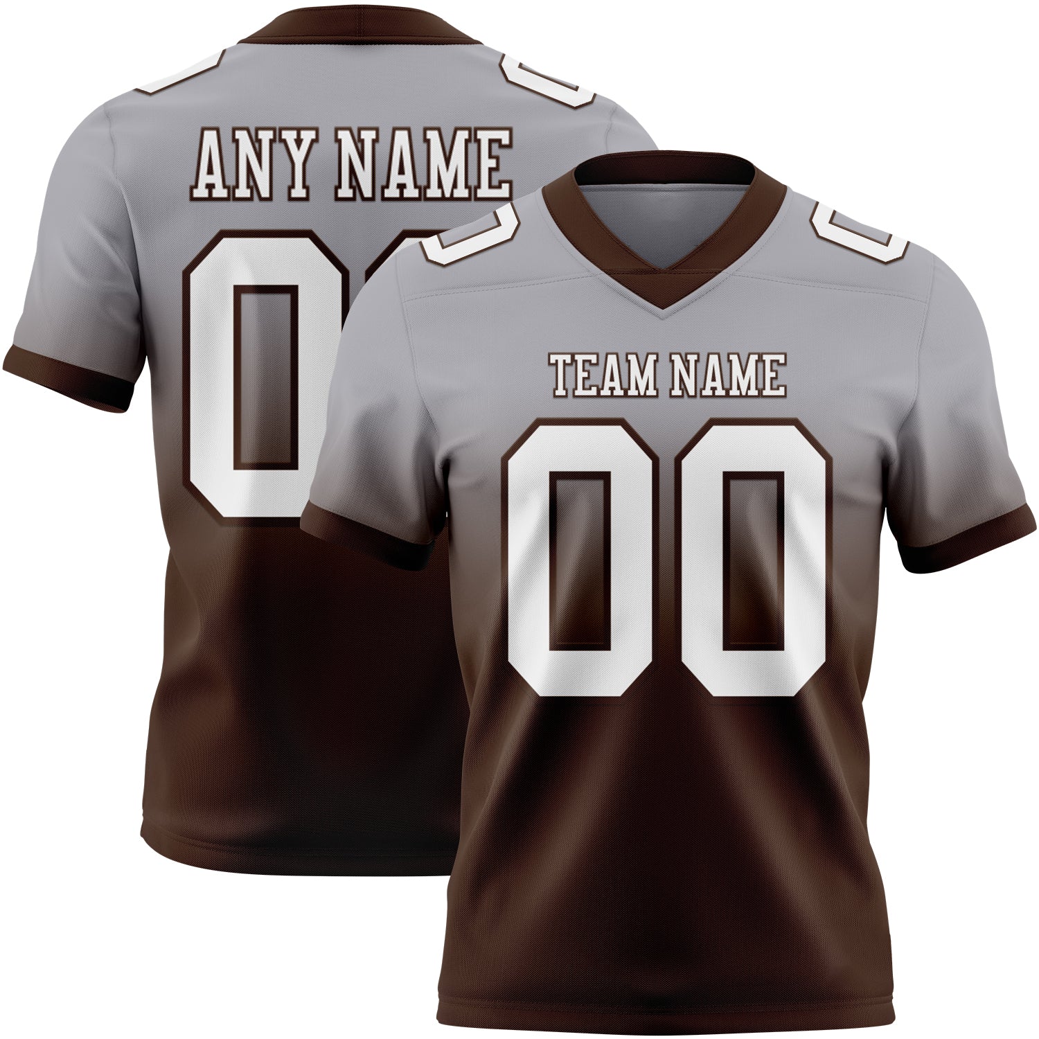 Custom Gray White-Brown Authentic Fade Fashion Football Jersey - Main View