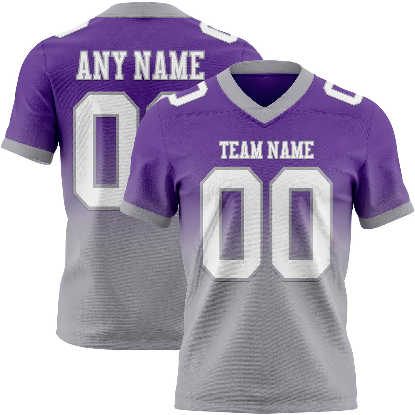 Custom Purple White-Gray Authentic Fade Fashion Football Jersey - Main View