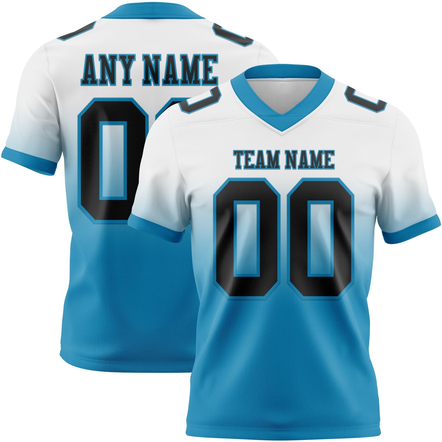 Custom White Black-Panther Blue Authentic Fade Fashion Football Jersey - Main View