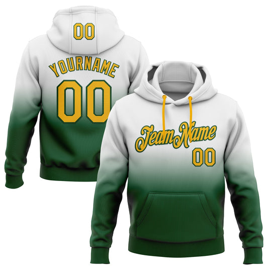 Custom Stitched White Gold-Green Fade Fashion Sports Pullover Sweatshirt Hoodie - Main View