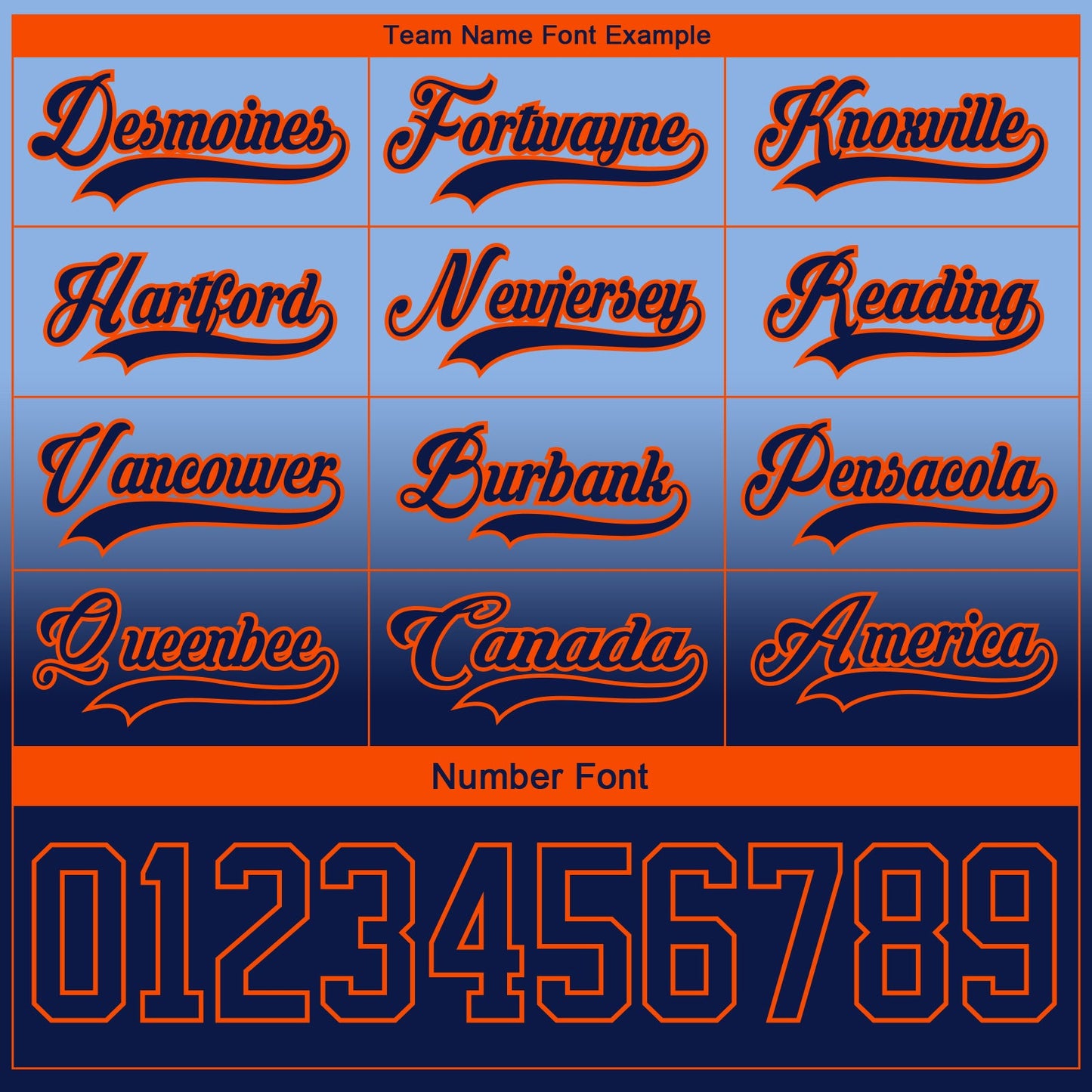 Custom Light Blue Navy-Orange Fade Fashion Hockey Lace Neck Jersey view 6
