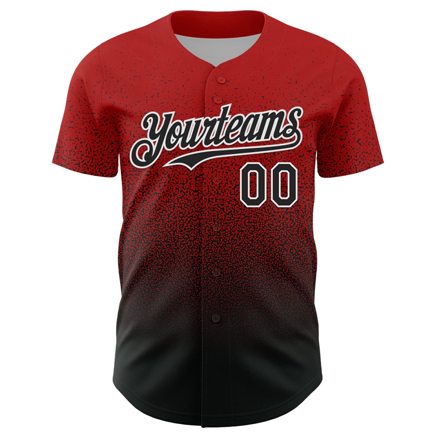 Custom Red Black-White Fade Fashion Speckle Authentic Baseball Jersey view 2