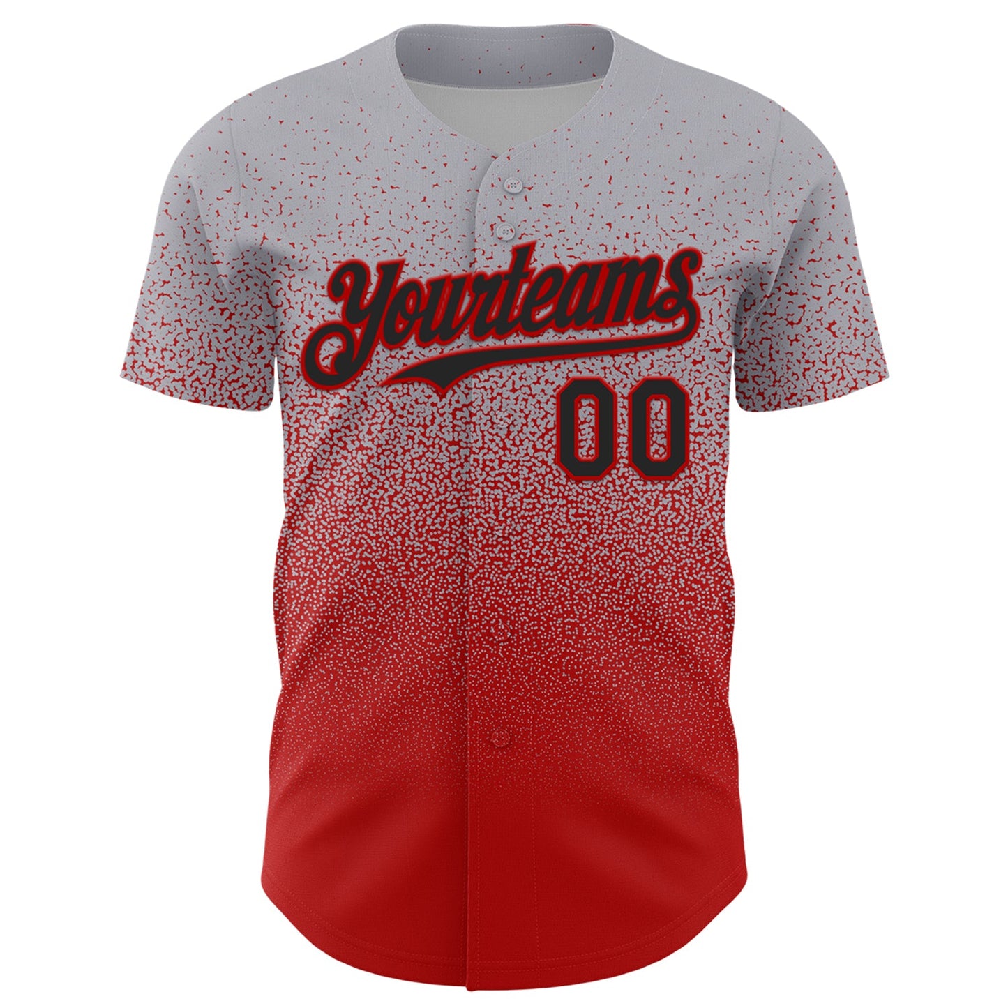 Custom Gray Black-Red Fade Fashion Speckle Authentic Baseball Jersey view 2