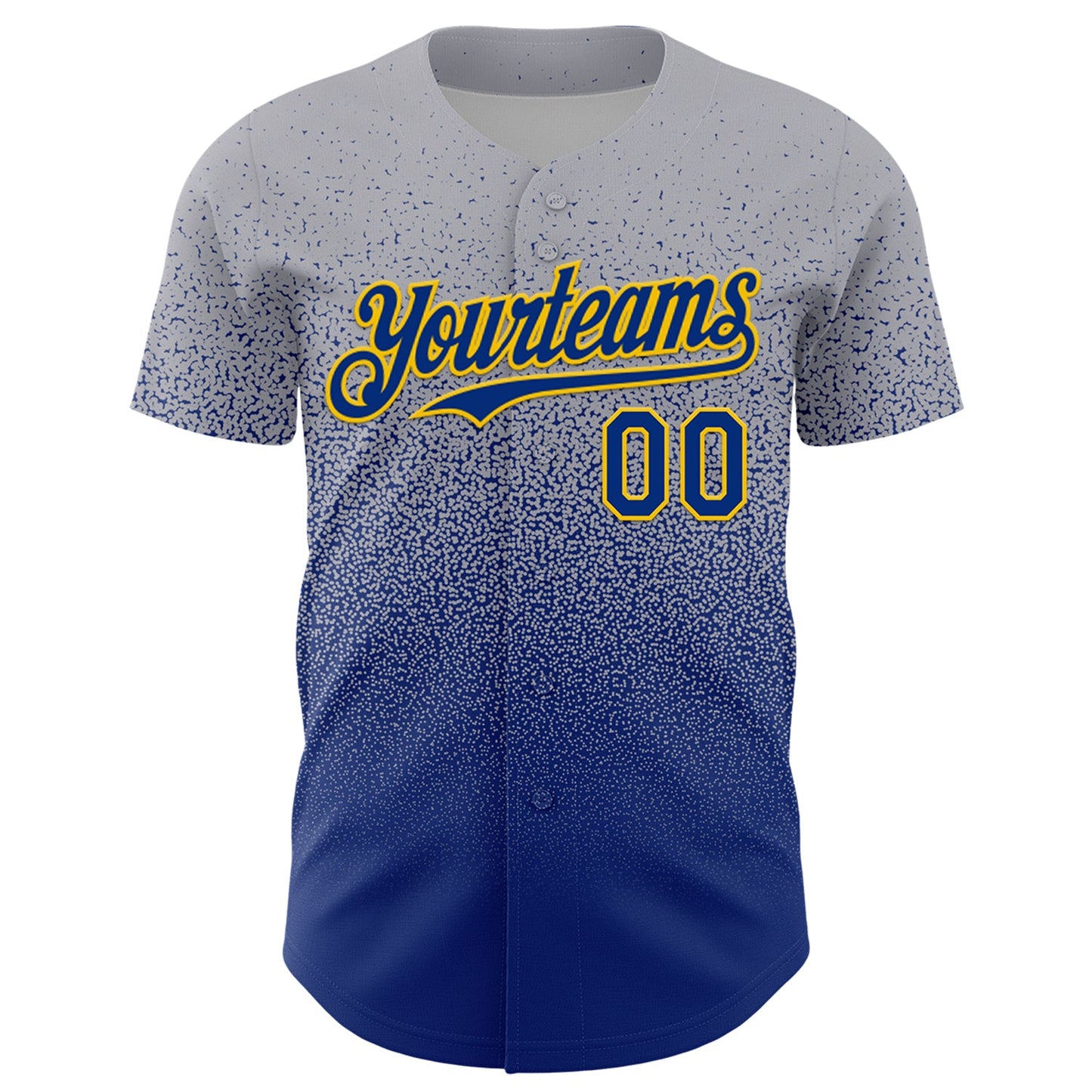 Custom Gray Royal-Gold Fade Fashion Speckle Authentic Baseball Jersey view 2