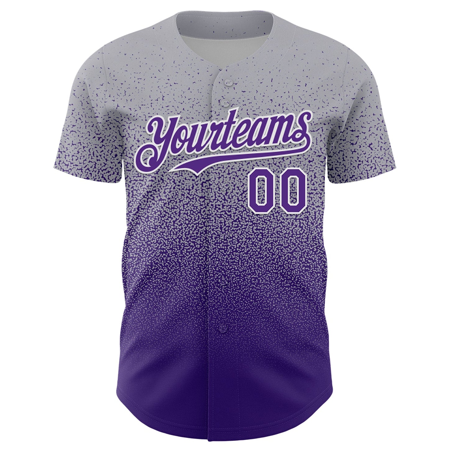 Custom Gray Purple-White Fade Fashion Speckle Authentic Baseball Jersey view 2