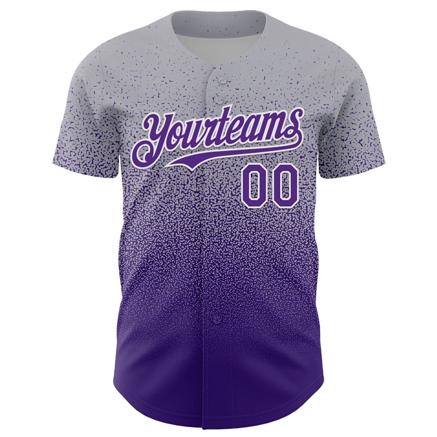 Custom Gray Purple-White Fade Fashion Speckle Authentic Baseball Jersey view 2