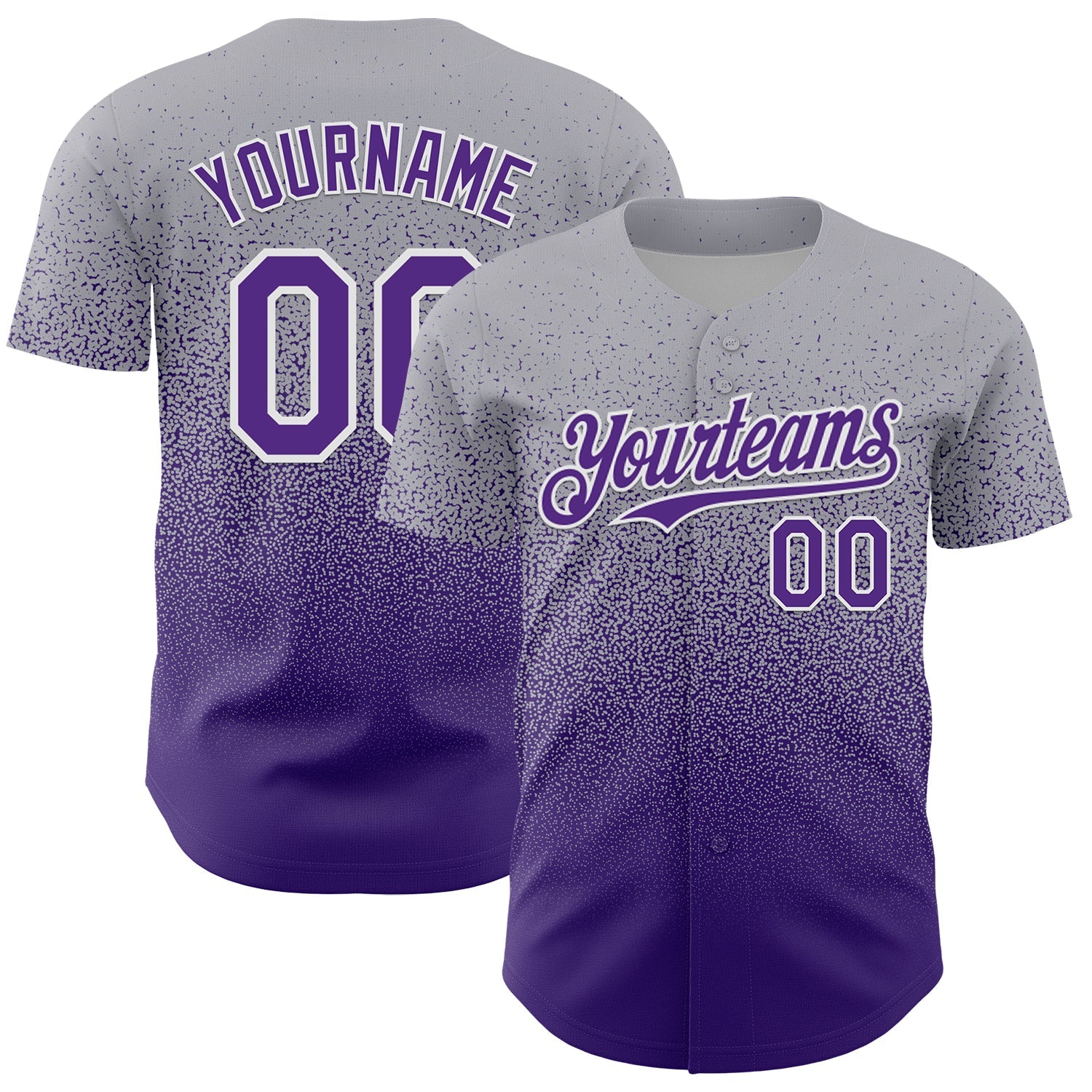 Custom Gray Purple-White Fade Fashion Speckle Authentic Baseball Jersey - Main View
