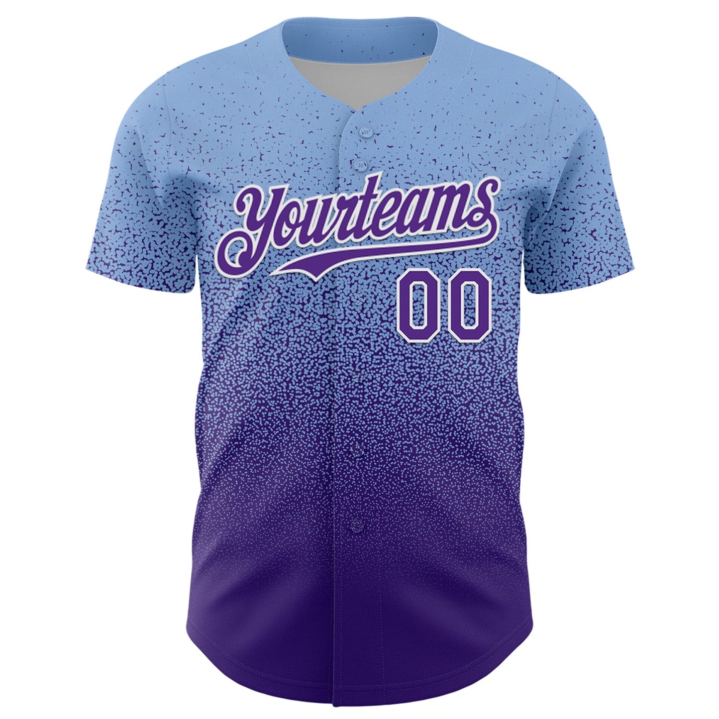 Custom Light Blue Purple-White Fade Fashion Speckle Authentic Baseball Jersey view 2