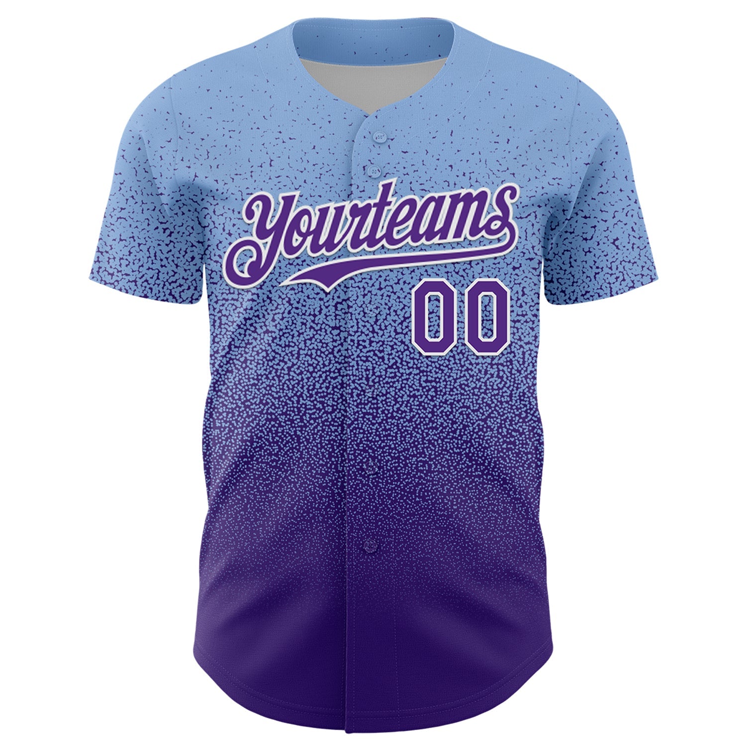 Custom Light Blue Purple-White Fade Fashion Speckle Authentic Baseball Jersey view 2
