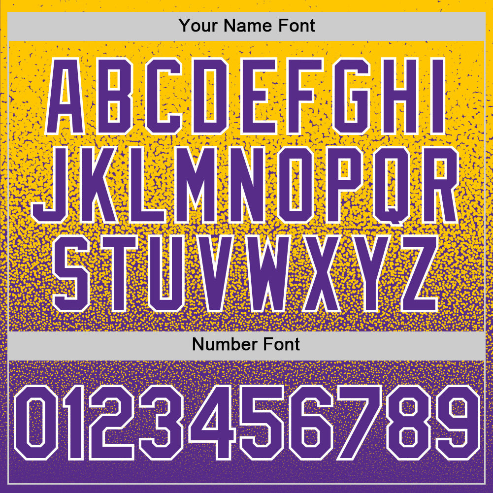 Custom Yellow Purple-White Fade Fashion Speckle Authentic Baseball Jersey view 5