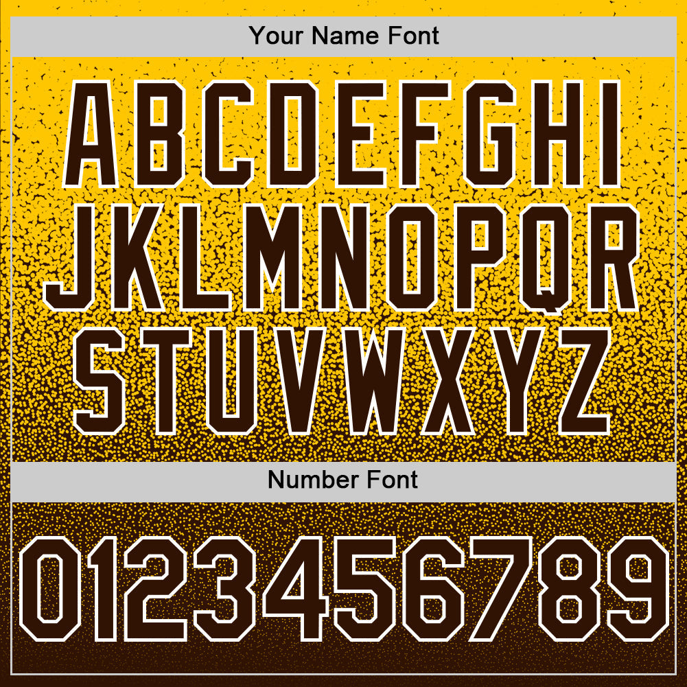 Custom Yellow Brown-White Fade Fashion Speckle Authentic Baseball Jersey view 5