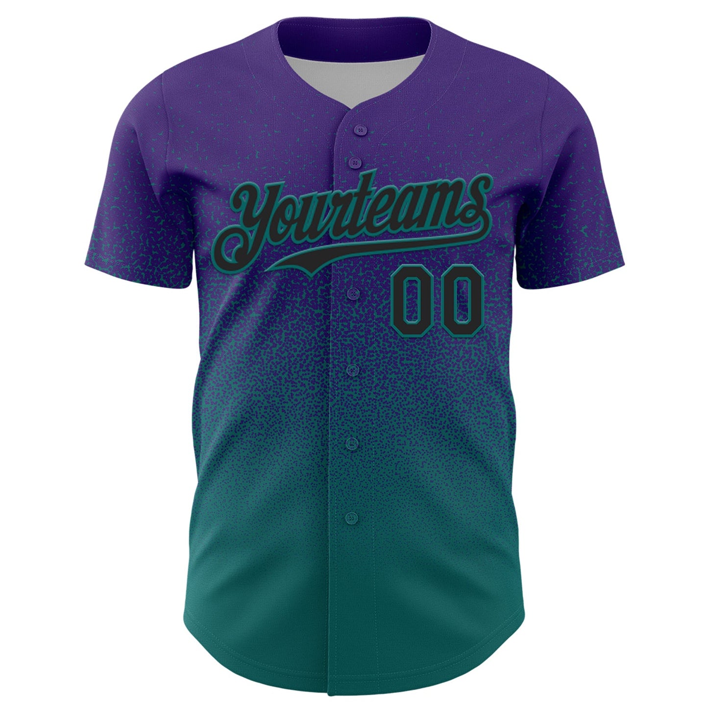 Custom Purple Black-Teal Fade Fashion Speckle Authentic Baseball Jersey view 2