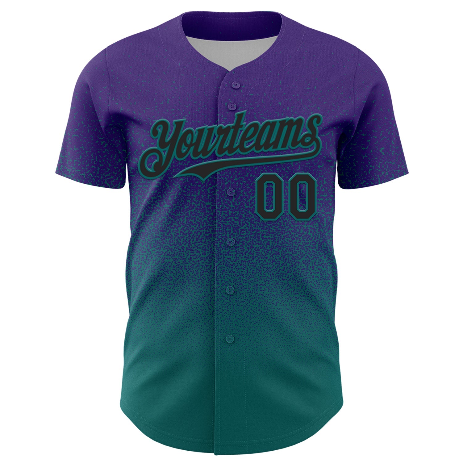 Custom Purple Black-Teal Fade Fashion Speckle Authentic Baseball Jersey view 2