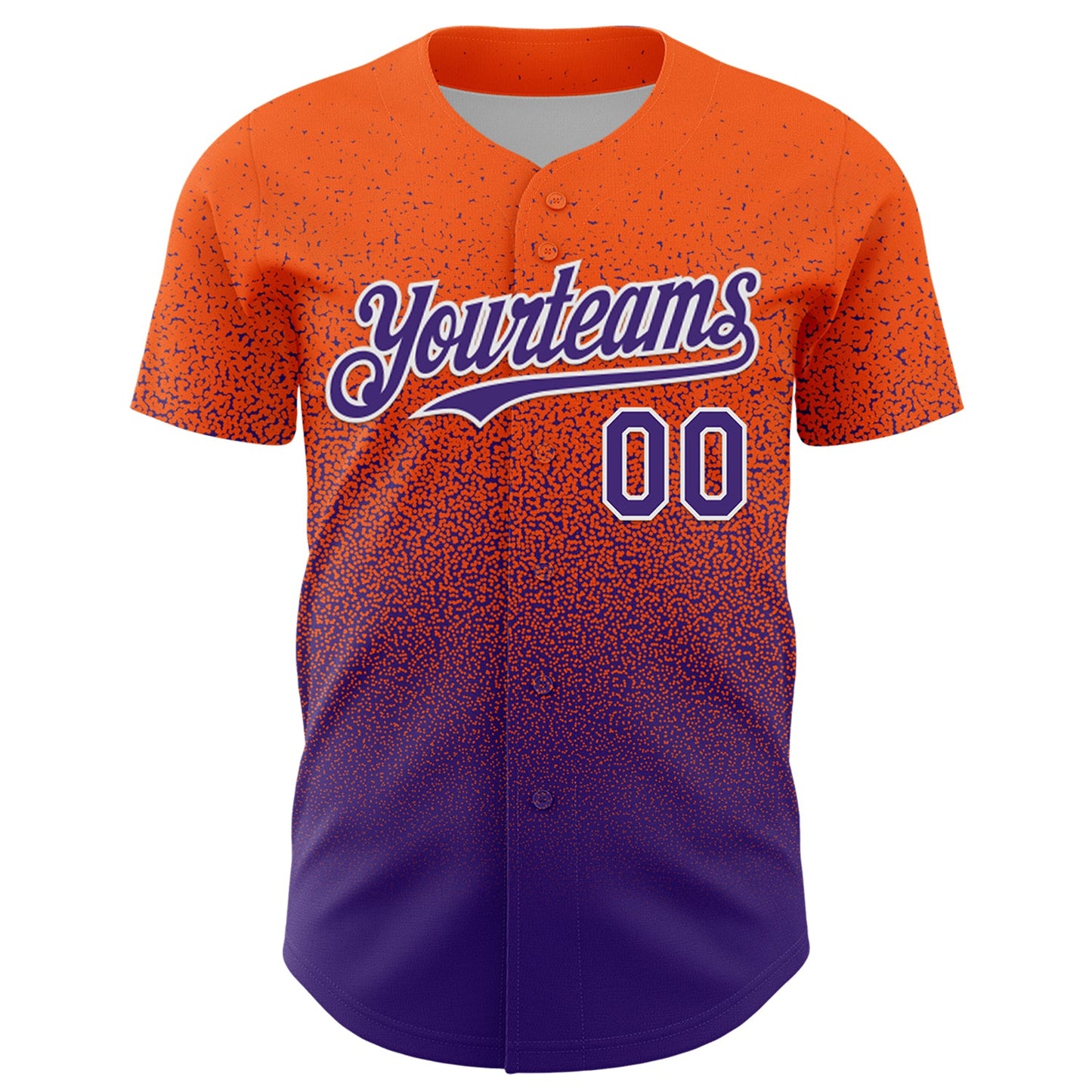 Custom Orange Purple-White Fade Fashion Speckle Authentic Baseball Jersey view 2