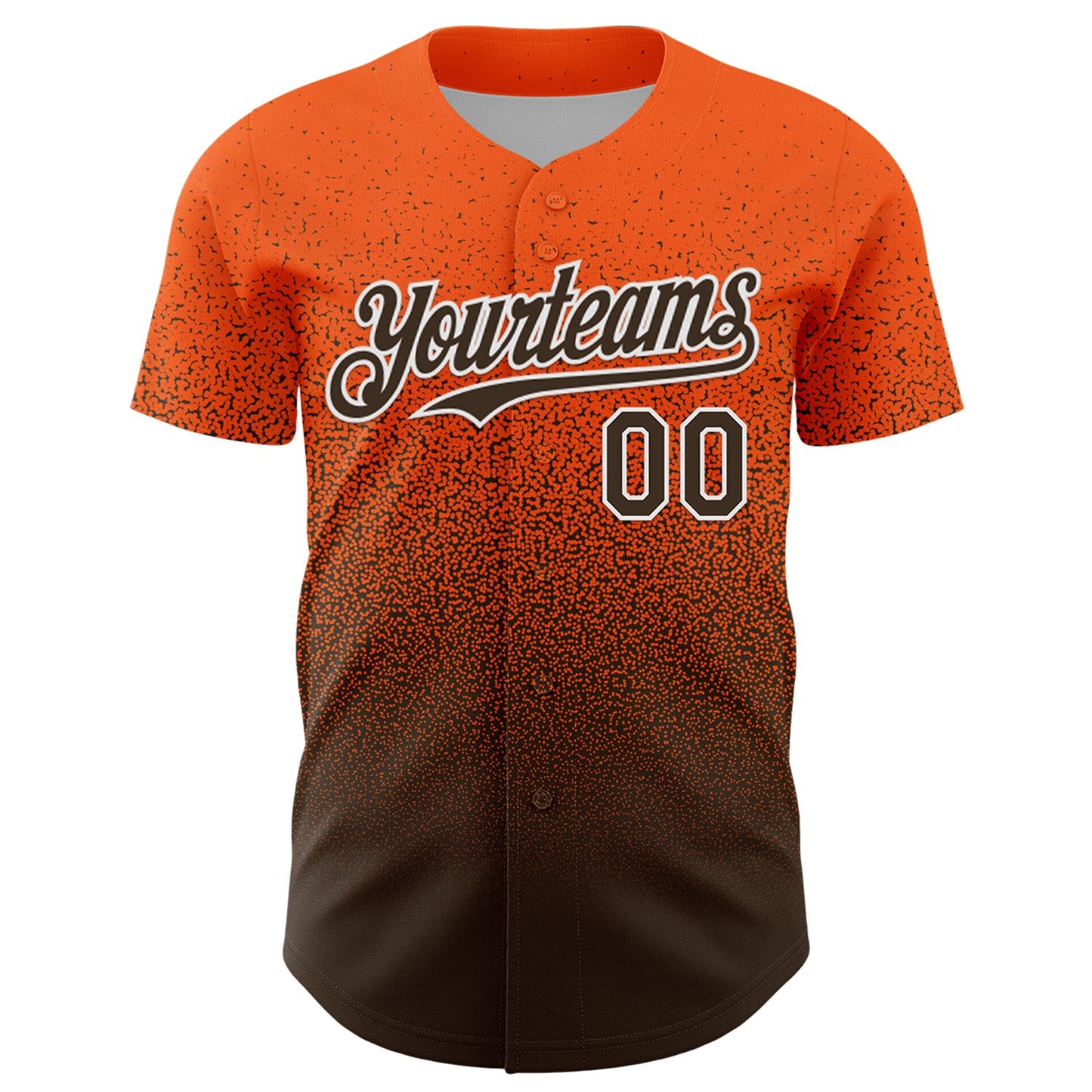 Custom Orange Brown-White Fade Fashion Speckle Authentic Baseball Jersey view 2
