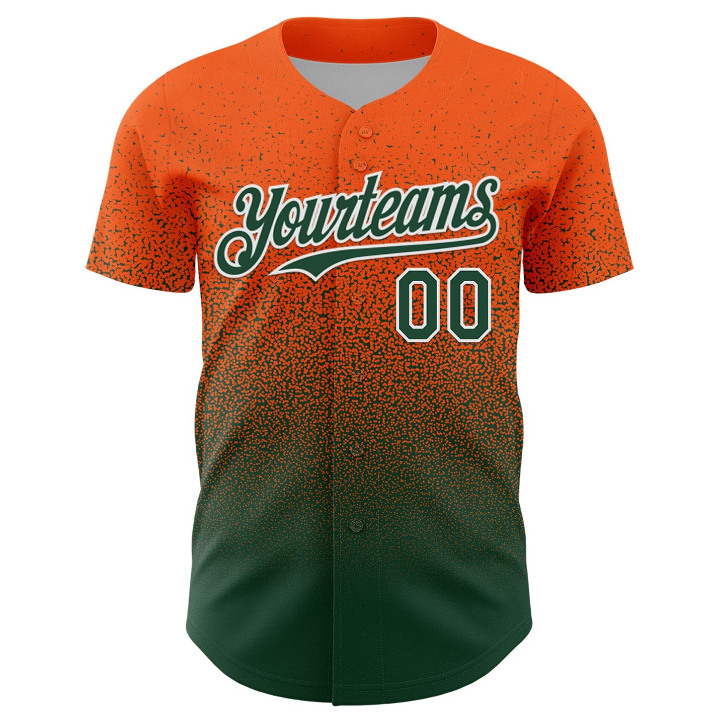 Custom Orange Green-White Fade Fashion Speckle Authentic Baseball Jersey view 2