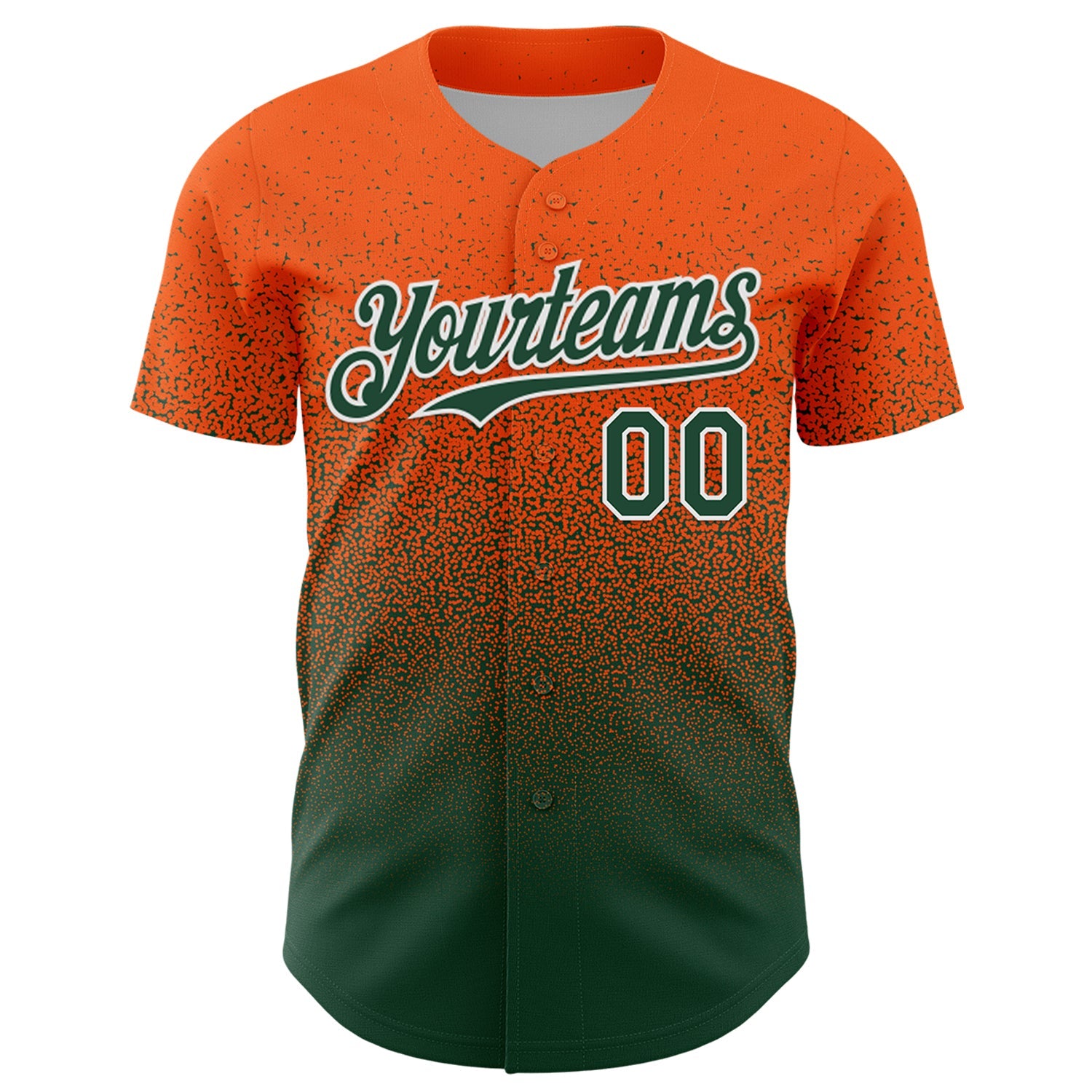 Custom Orange Green-White Fade Fashion Speckle Authentic Baseball Jersey view 2