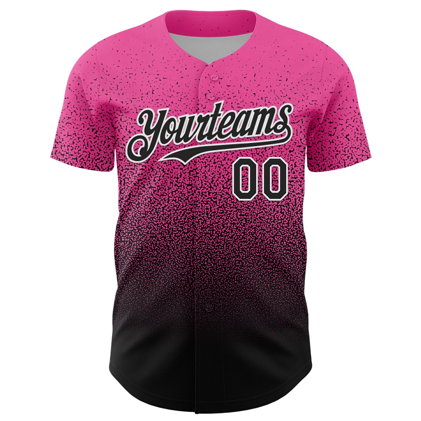 Custom Pink Black-White Fade Fashion Speckle Authentic Baseball Jersey view 2