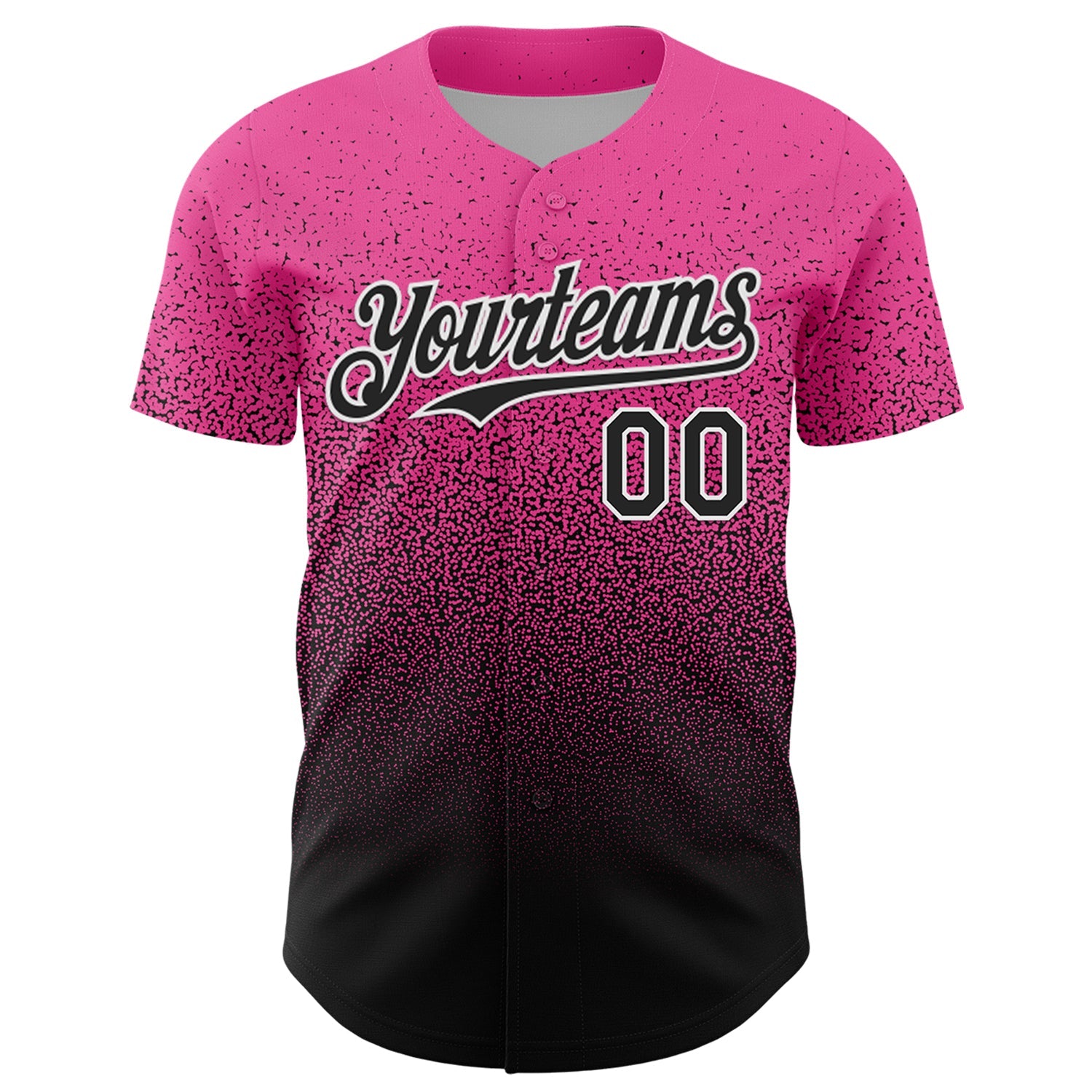 Custom Pink Black-White Fade Fashion Speckle Authentic Baseball Jersey view 2