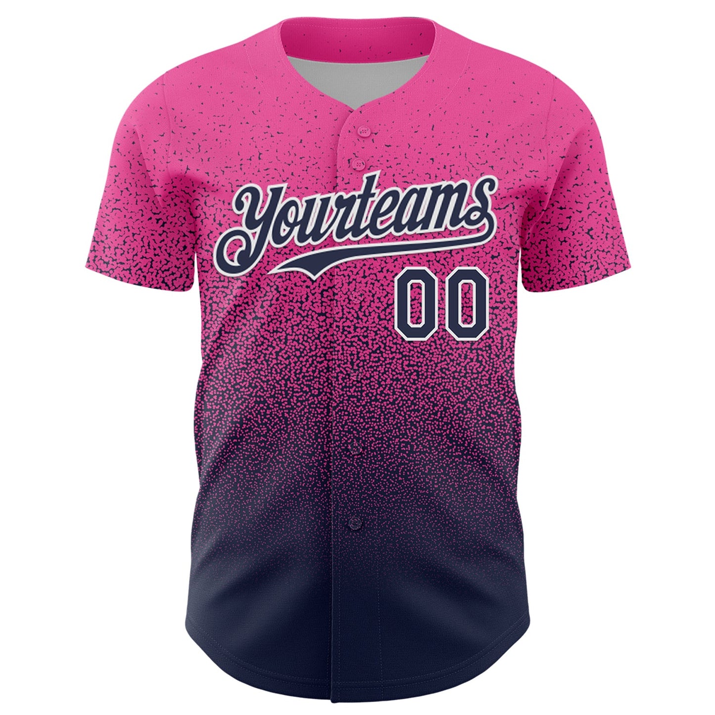 Custom Pink Navy-White Fade Fashion Speckle Authentic Baseball Jersey view 2