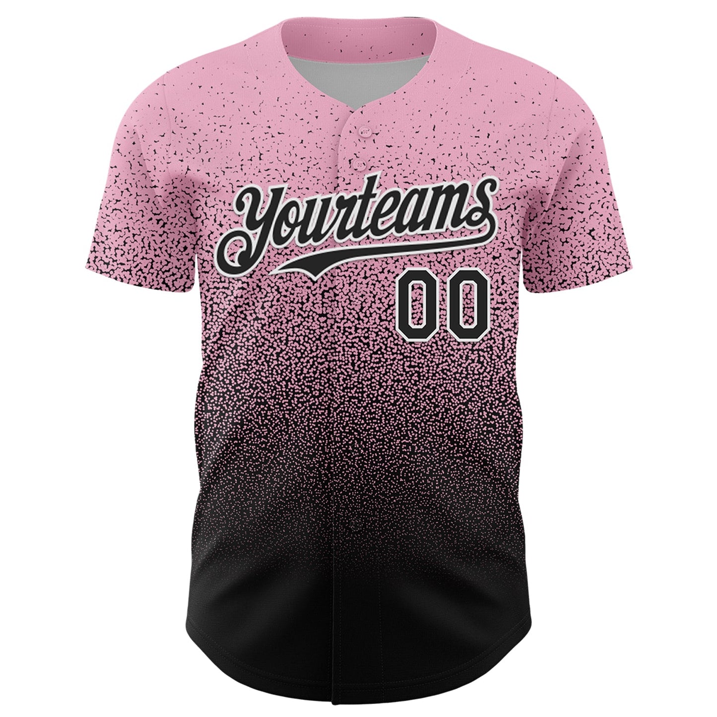 Custom Light Pink Black-White Fade Fashion Speckle Authentic Baseball Jersey view 2