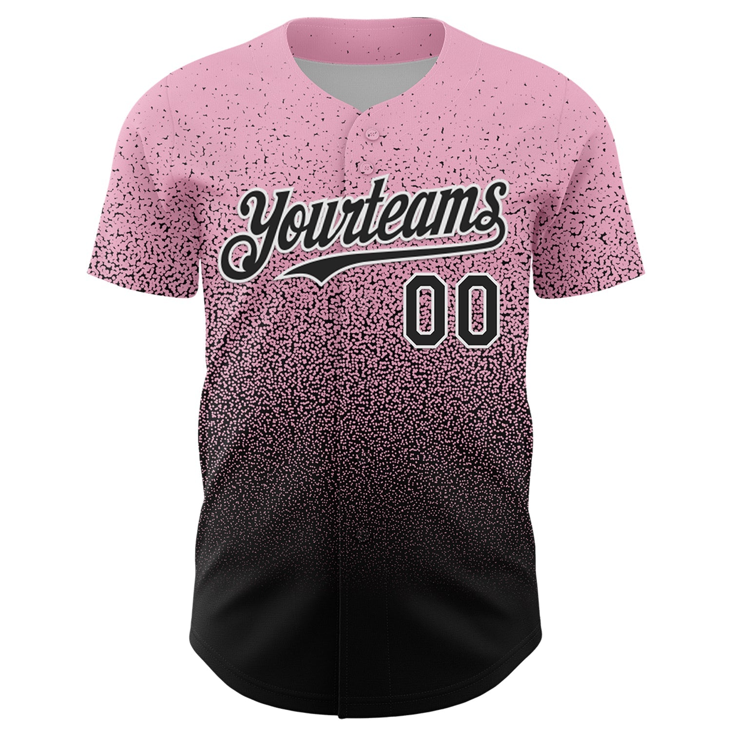 Custom Light Pink Black-White Fade Fashion Speckle Authentic Baseball Jersey view 2