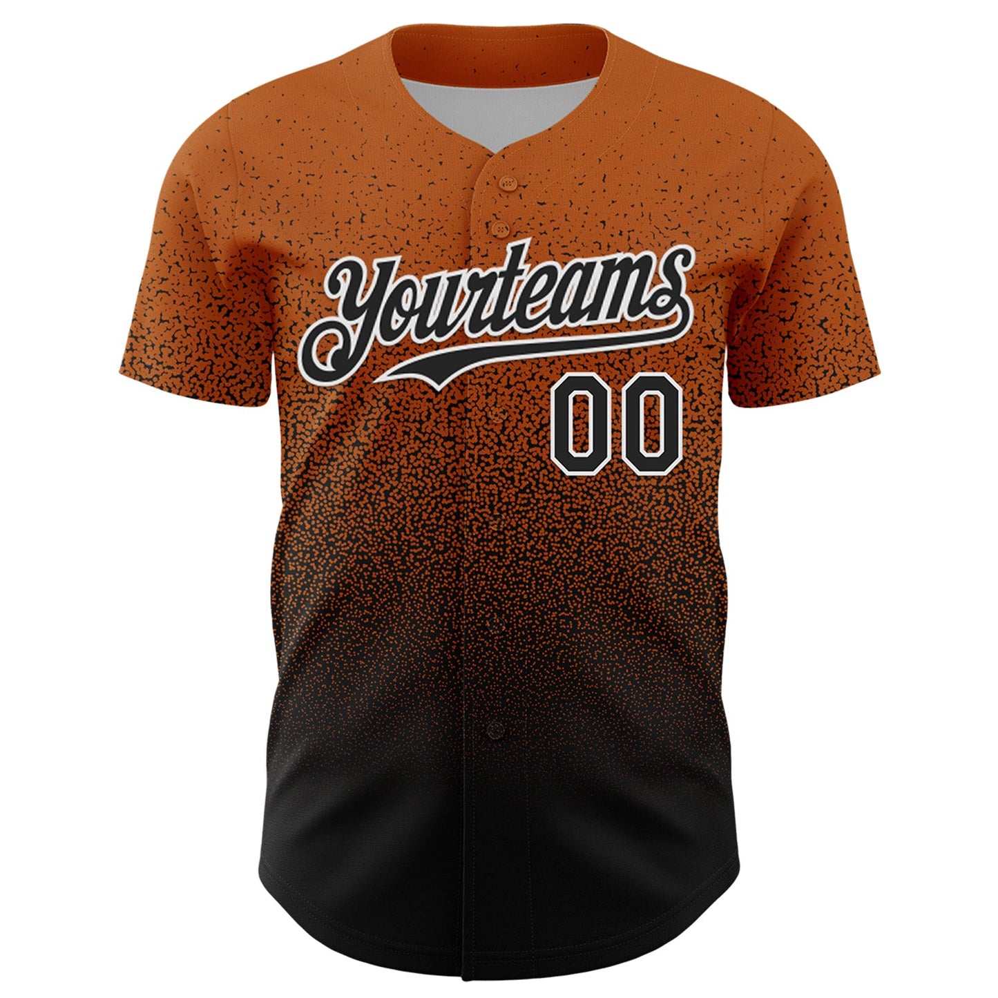 Custom Bay Orange Black-White Fade Fashion Speckle Authentic Baseball Jersey view 2
